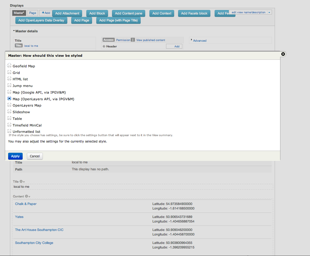 step 4 using 'Map (OpenLayers API, via IPGV&M)' style setting